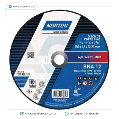 Disco de Corte Norton 7″ (180mm) BNA 12
