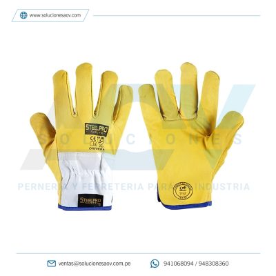 Guante Cuero Drive Amarillo Steelpro