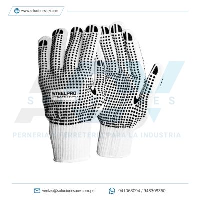 Guante Hilo Color Blanco C/Puntos PVC Negros Ambos Lados Steelpro