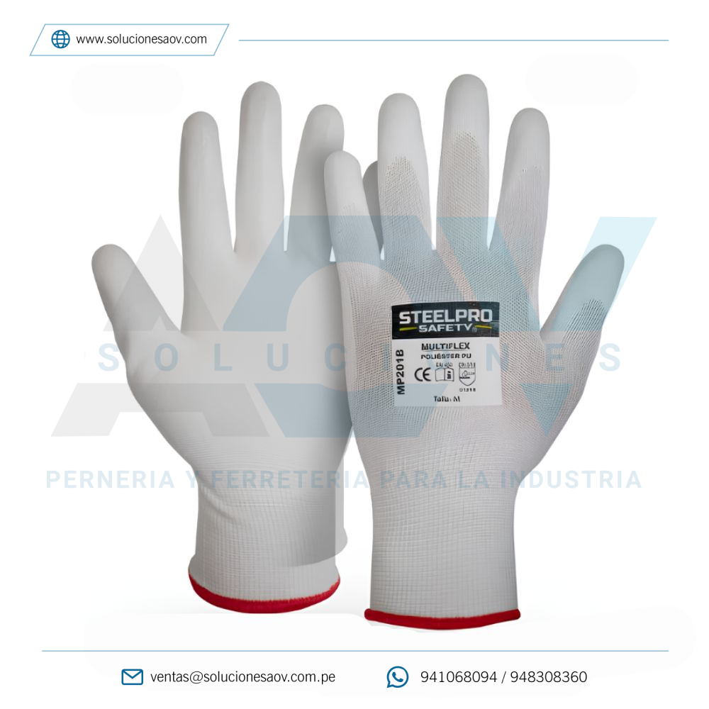 Guante Multiflex Steelpro MP201B PU Blanco