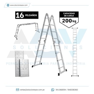 Escalera multiposición 16 peldaños Truper 200 kg