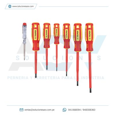 Juego 6 Desarmadores Dieléctricos Y 1 Probador De Corriente