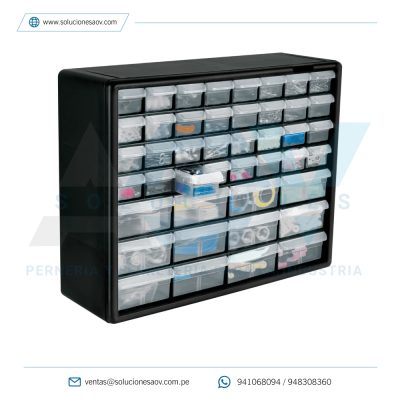 Organizador plástico Truper 20″ con 44 gavetas, marco ABS resistente