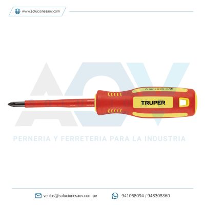Desarmador dieléctrico de cruz 3/16″ x 3″, Truper, 102240