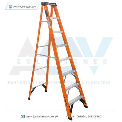 Escalera de tijera, tipo ll, 7 peldaños, fibra de vidrio, Truper, 100227