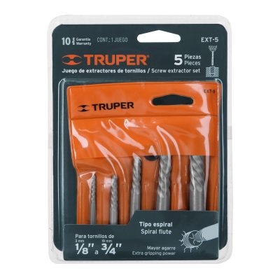 Juego con 5 extractores de tornillos, Truper, 14512