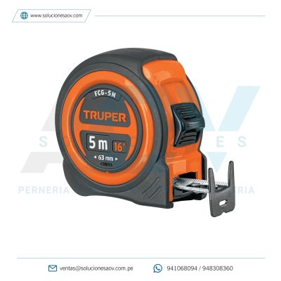 Flexómetro compacto contra impactos, Truper, 12772