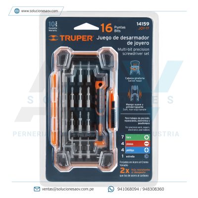 Desarmador de precisión con 16 puntas intercambiables, Truper, 14159