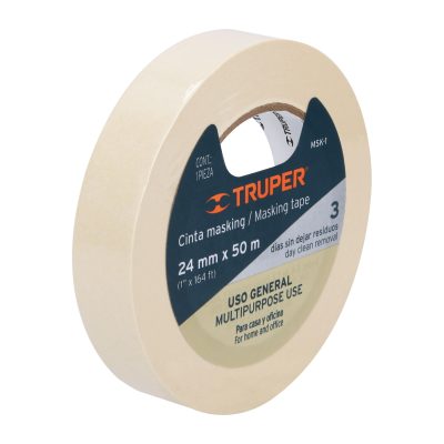 Cinta masking tape de 1″ x 50 m, Truper, 12591