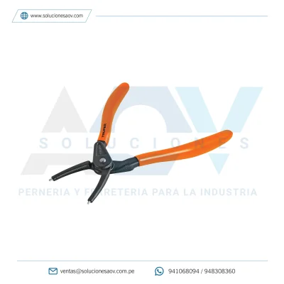 Pinza punta recta 7″ para cerrar anillos, mango de PVC, Truper, 17361