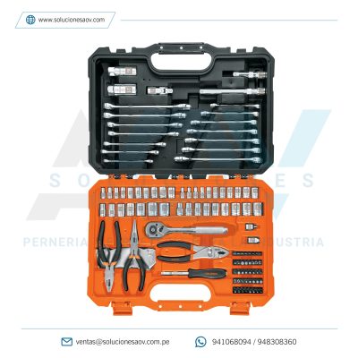 Juego de 119 herramientas 1/4″ y 3/8″ mixtas para mecánico, Truper, 17090