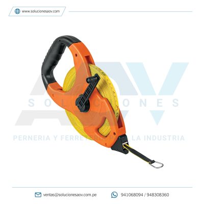 Cinta métrica larga 50m fibra de vidrio, tipo cruceta, Truper, 12647
