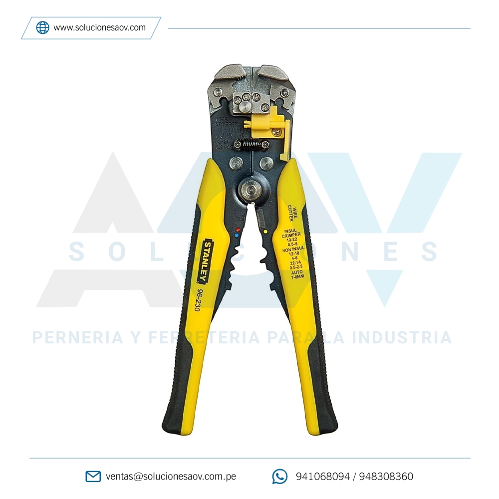 Alicate Pelacables Automático Profesional Stanley 96-230 con Ponchador 8 Pulgadas